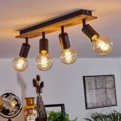 Plafonnier Maidford Bois Fonce, Noir, 4 Lumieres