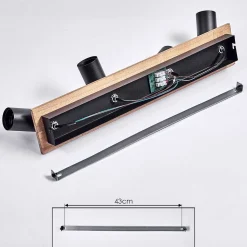 Plafonnier Maidford Bois Fonce, Noir, 4 Lumieres