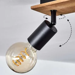 Plafonnier Maidford Bois Fonce, Noir, 4 Lumieres