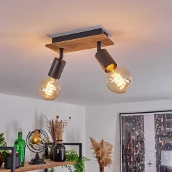 Plafonnier Maidford Ecru, Noir, 2 Lumieres