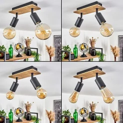 Plafonnier Maidford Ecru, Noir, 2 Lumieres