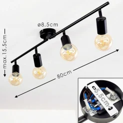 Plafonnier Maidford Noir, 4 Lumieres