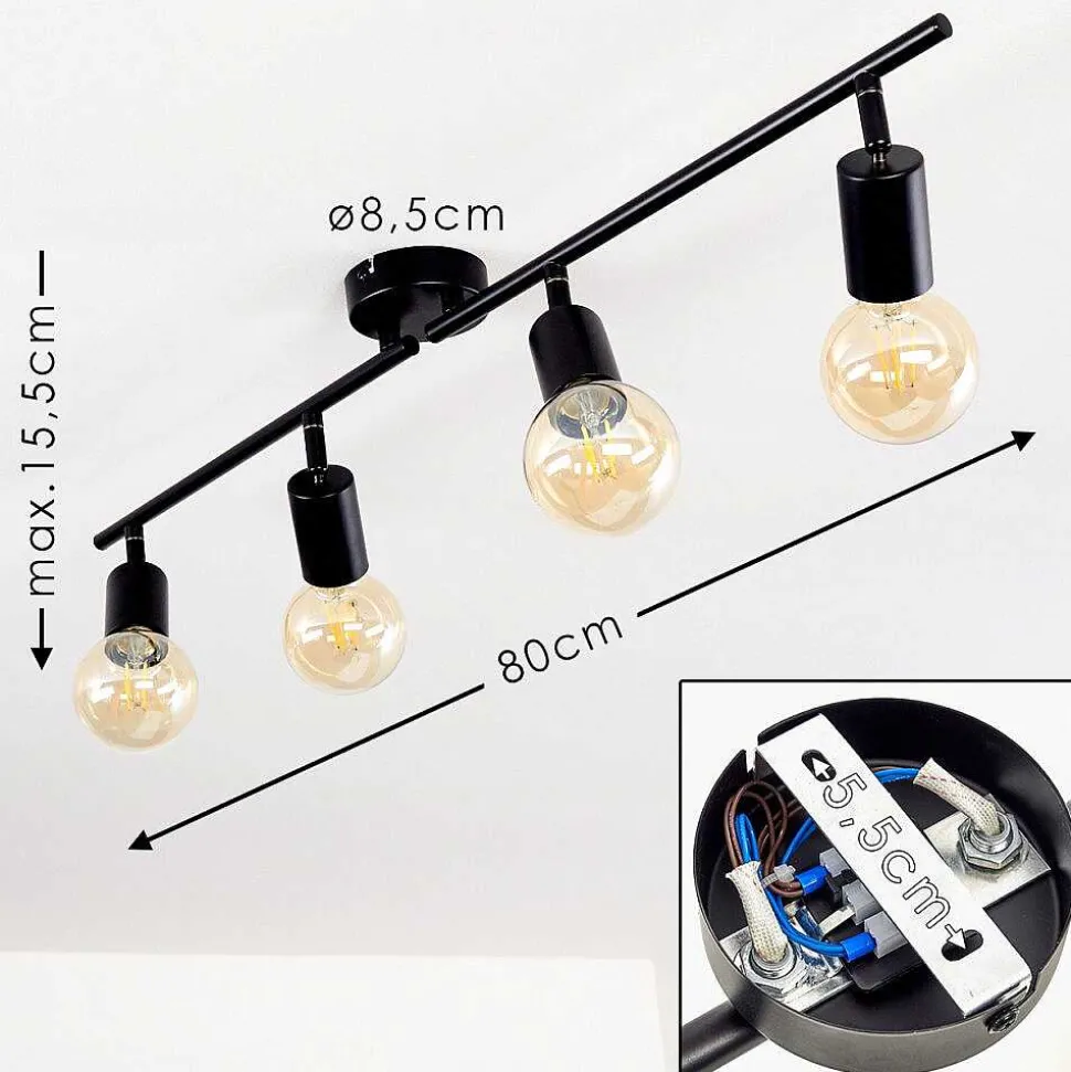 Plafonnier Maidford Noir, 4 Lumieres