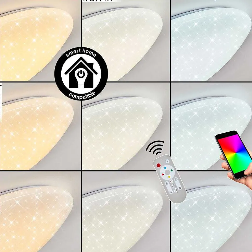 Plafonnier Melres Led Blanc, 1 Lumiere, Telecommandes