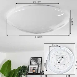 Plafonnier Melres Led Blanc, 1 Lumiere, Telecommandes