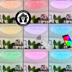 Plafonnier Melres Led Blanc, 1 Lumiere, Telecommandes