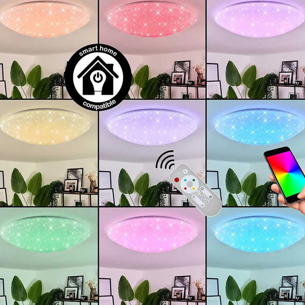 Plafonnier Melres Led Blanc, 1 Lumiere, Telecommandes