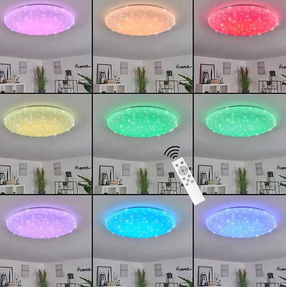 Plafonnier Mixta Led Blanc, 1 Lumiere, Telecommandes, Changeur De Couleurs