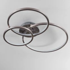 Plafonnier Moemoto Led Nickel Mat, 1 Lumiere, Telecommandes