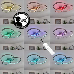 Plafonnier Moemoto Led Nickel Mat, 1 Lumiere, Telecommandes