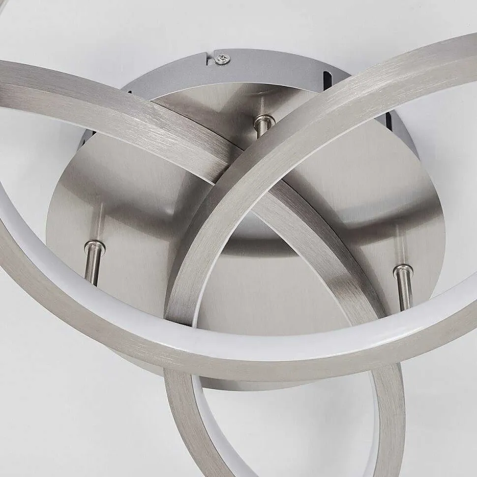 Plafonnier Moemoto Led Nickel Mat, 1 Lumiere, Telecommandes