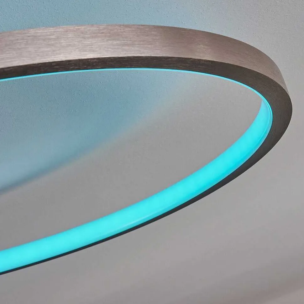 Plafonnier Moemoto Led Nickel Mat, 1 Lumiere, Telecommandes