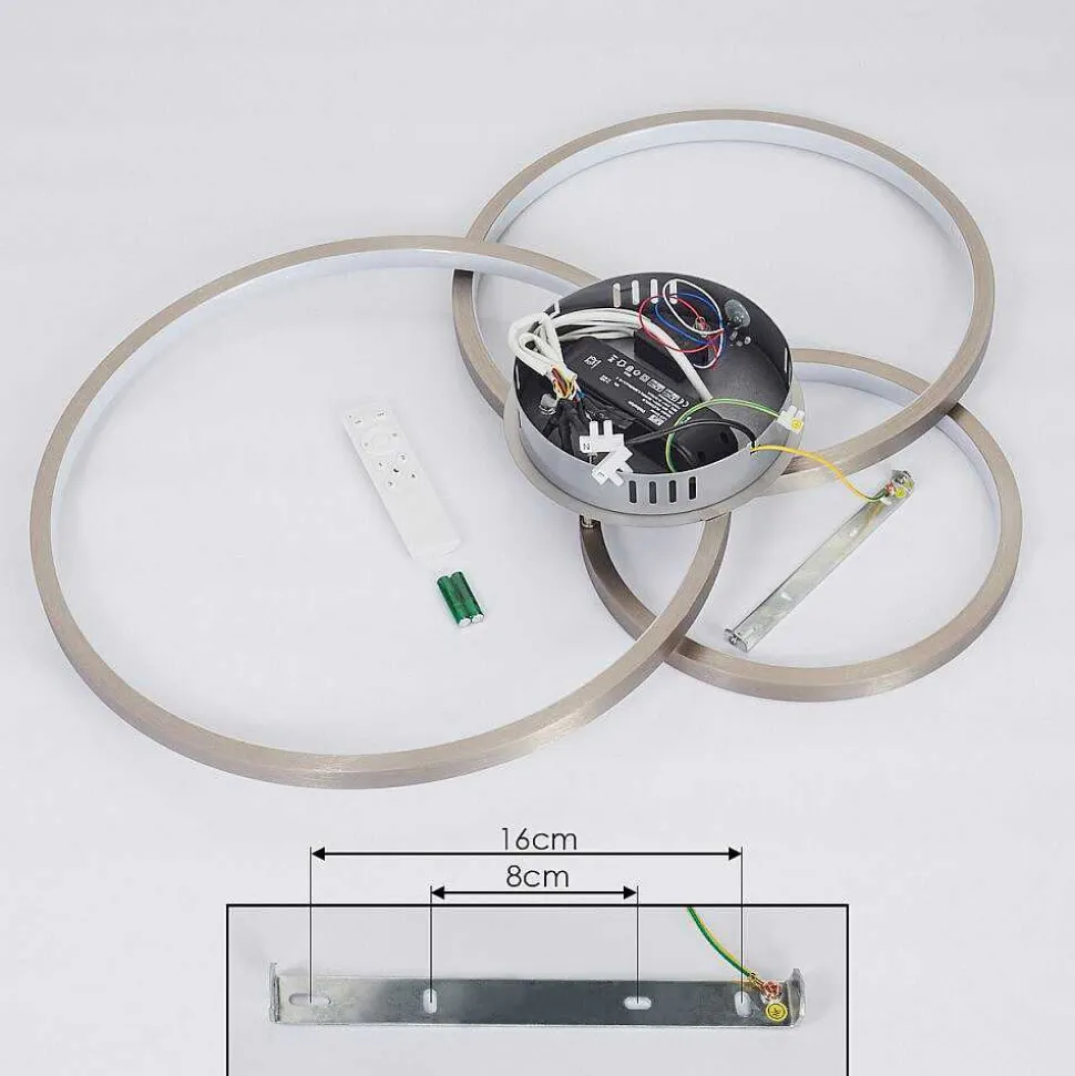 Plafonnier Moemoto Led Nickel Mat, 1 Lumiere, Telecommandes