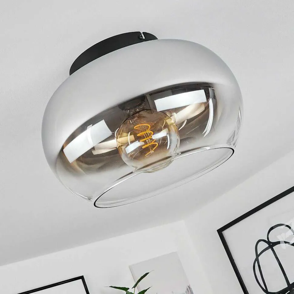 Plafonnier Molloy Chrome, Clair, Fume, 1 Lumiere