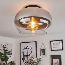 Plafonnier Molloy Chrome, Clair, Fume, 1 Lumiere