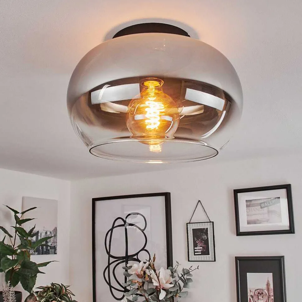 Plafonnier Molloy Chrome, Clair, Fume, 1 Lumiere