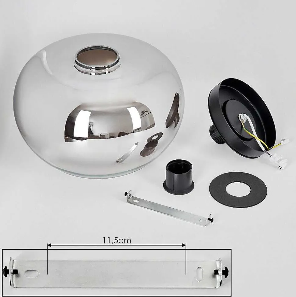 Plafonnier Molloy Chrome, Clair, Fume, 1 Lumiere