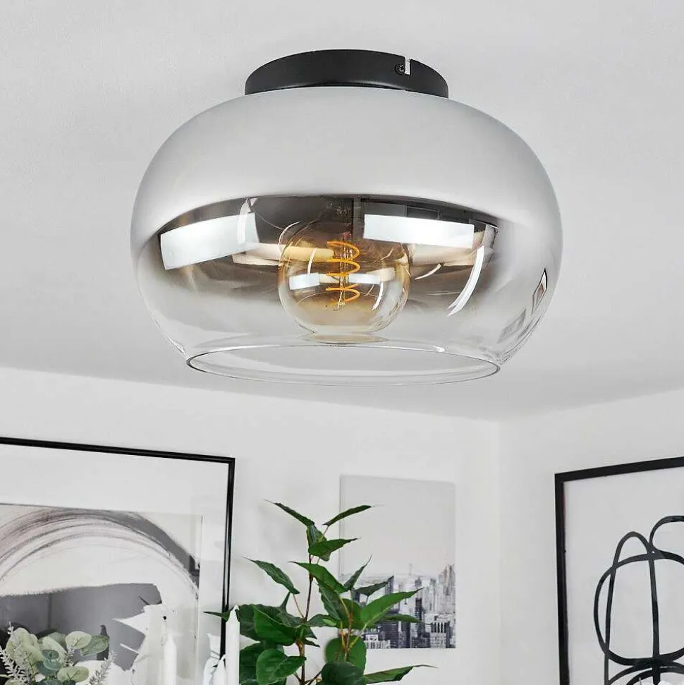 Plafonnier Molloy Chrome, Clair, Fume, 1 Lumiere