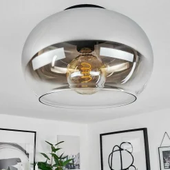 Plafonnier Molloy Chrome, Clair, Fume, 1 Lumiere