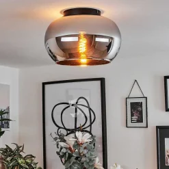 Plafonnier Molloy Chrome, Fume, 1 Lumiere