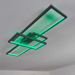 Plafonnier Momahaki Led Anthracite, 1 Lumiere, Telecommandes