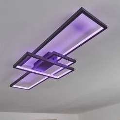 Plafonnier Momahaki Led Anthracite, 1 Lumiere, Telecommandes