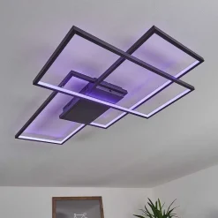 Plafonnier Momahaki Led Anthracite, 1 Lumiere, Telecommandes