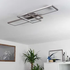 Plafonnier Momahaki Led Nickel Mat, 1 Lumiere, Telecommandes