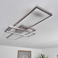 Plafonnier Momahaki Led Nickel Mat, 1 Lumiere, Telecommandes