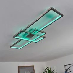 Plafonnier Momahaki Led Nickel Mat, 1 Lumiere, Telecommandes