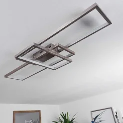 Plafonnier Momahaki Led Nickel Mat, 1 Lumiere, Telecommandes