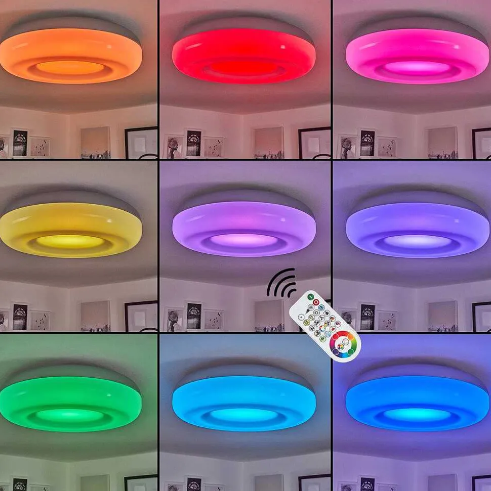 Plafonnier Monfebres Led Argente, Blanc, 1 Lumiere, Telecommandes, Changeur De Couleurs