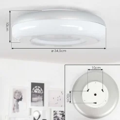 Plafonnier Monfebres Led Argente, Blanc, 1 Lumiere, Telecommandes, Changeur De Couleurs