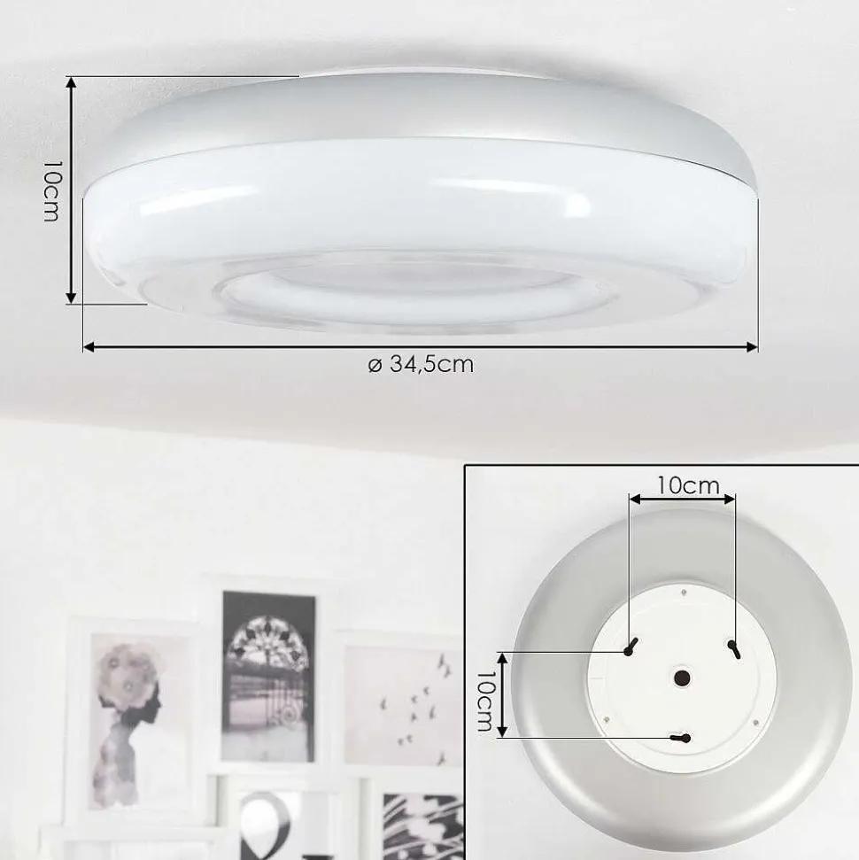 Plafonnier Monfebres Led Argente, Blanc, 1 Lumiere, Telecommandes, Changeur De Couleurs