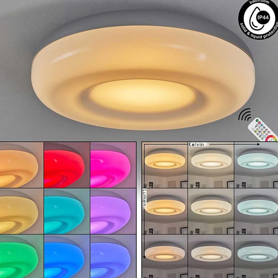 Plafonnier Monfebres Led Argente, Blanc, 1 Lumiere, Telecommandes, Changeur De Couleurs