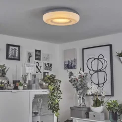 Plafonnier Monfebres Led Argente, Blanc, 1 Lumiere, Telecommandes, Changeur De Couleurs