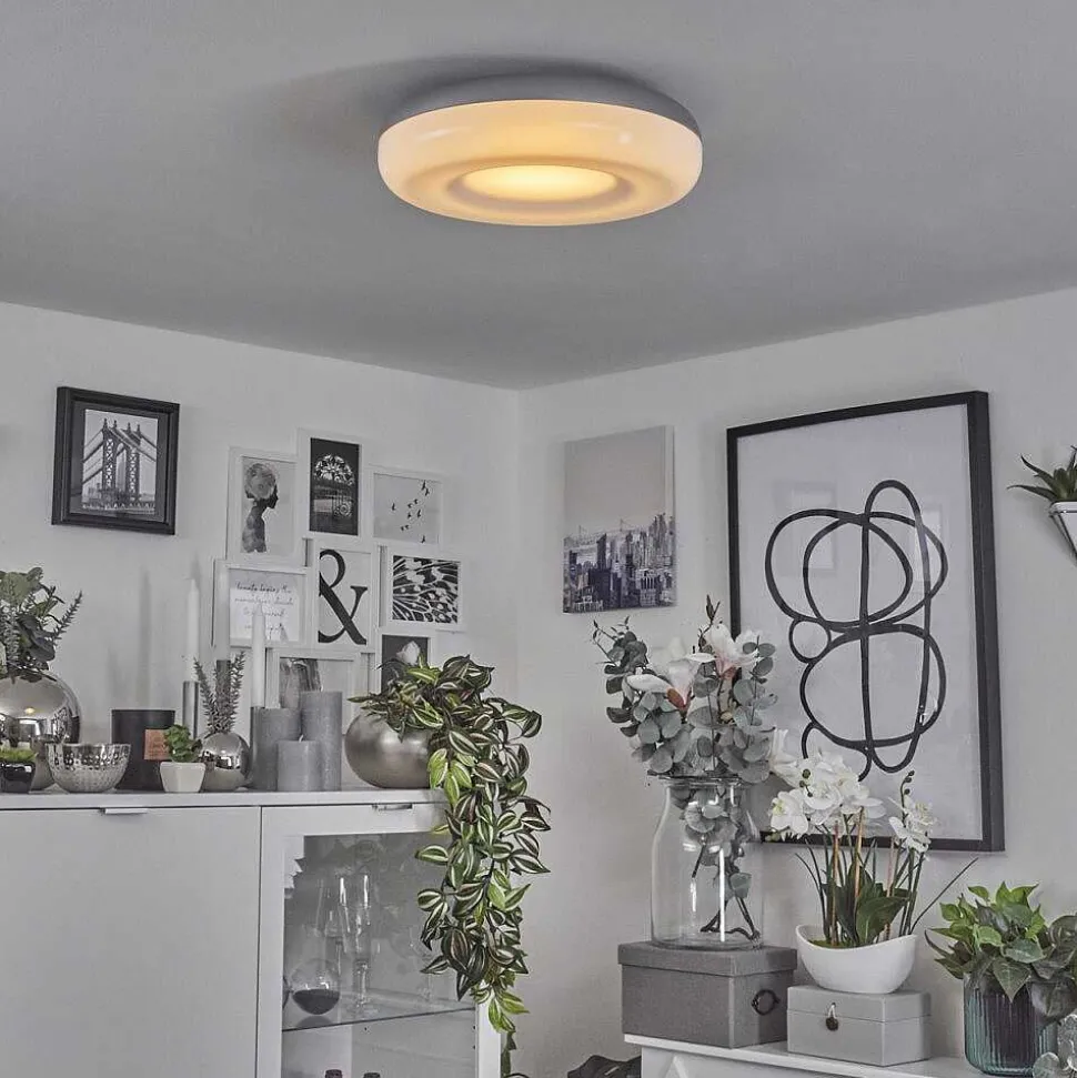 Plafonnier Monfebres Led Argente, Blanc, 1 Lumiere, Telecommandes, Changeur De Couleurs