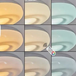 Plafonnier Monfebres Led Argente, Blanc, 1 Lumiere, Telecommandes, Changeur De Couleurs