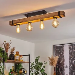 Plafonnier Montgomery Ecru, Noir, 4 Lumieres