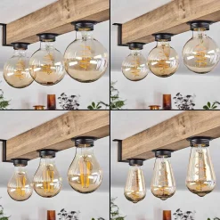 Plafonnier Montgomery Ecru, Noir, 5 Lumieres