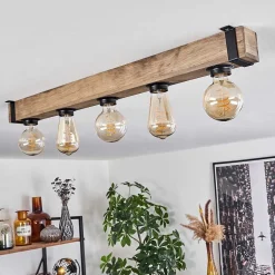 Plafonnier Montgomery Ecru, Noir, 5 Lumieres