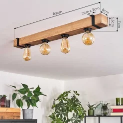 Plafonnier Montgomery Ecru, Noir, 4 Lumieres