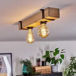 Plafonnier Montgomery Ecru, Noir, 2 Lumieres