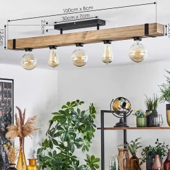 Plafonnier Montgomery Ecru, Noir, 5 Lumieres