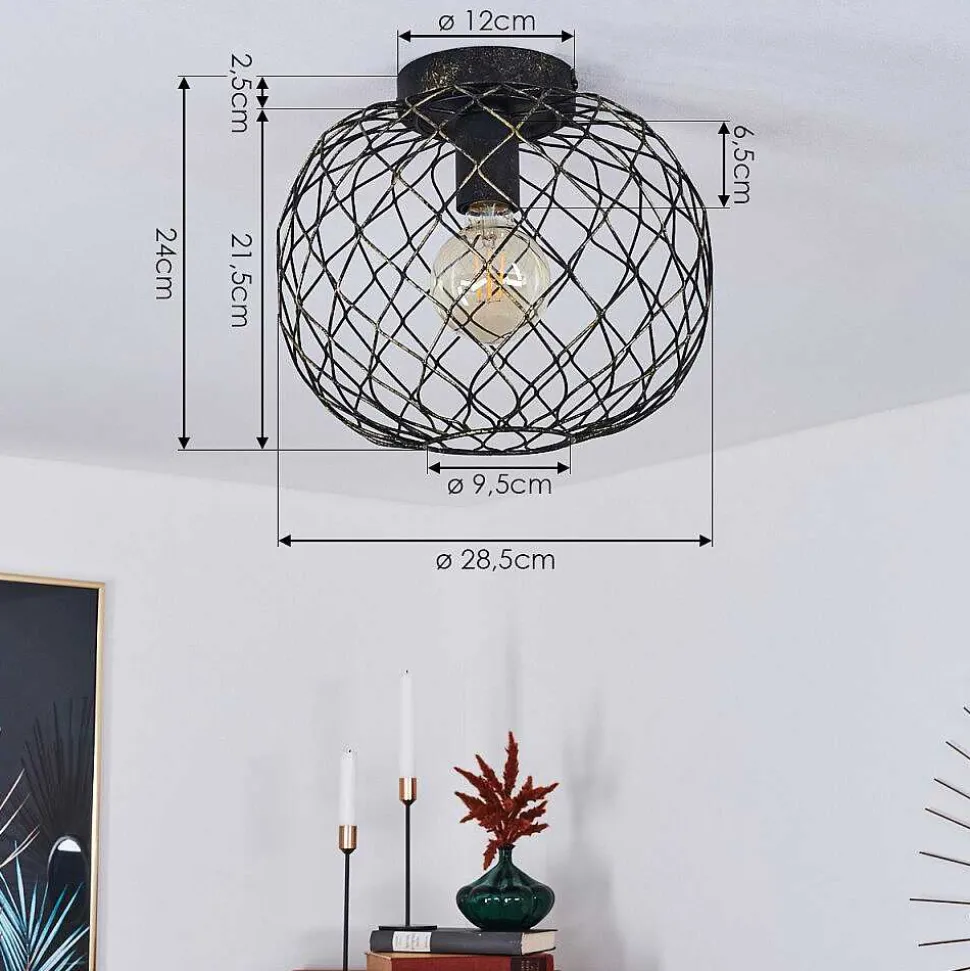 Plafonnier Nordslesvig Or, Noir, 1 Lumiere