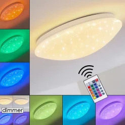 Plafonnier Norton Star Led Blanc, 1 Lumiere, Telecommandes, Changeur De Couleurs