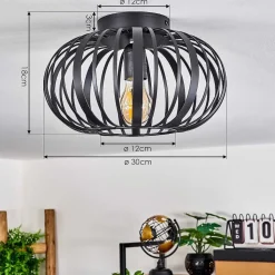 Plafonnier Oravi Noir, 1 Lumiere