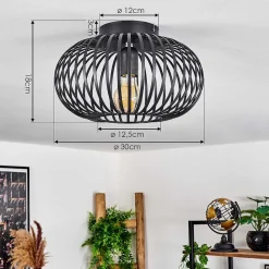 Plafonnier Oravi Noir, 1 Lumiere