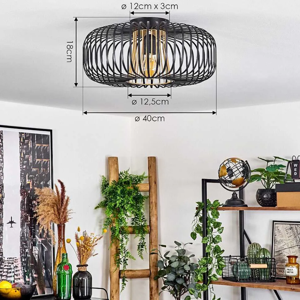 Plafonnier Oravi Noir Dore, 1 Lumiere