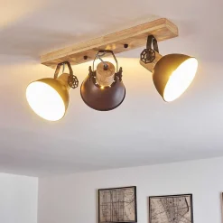 Plafonnier Orny Anthracite, Bois Clair, 3 Lumieres